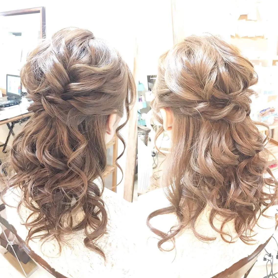 セミロング ヘアアレンジ ハーフアップ 早朝✨ヘアセット 着付け/清水玲歌のヘアスタイル