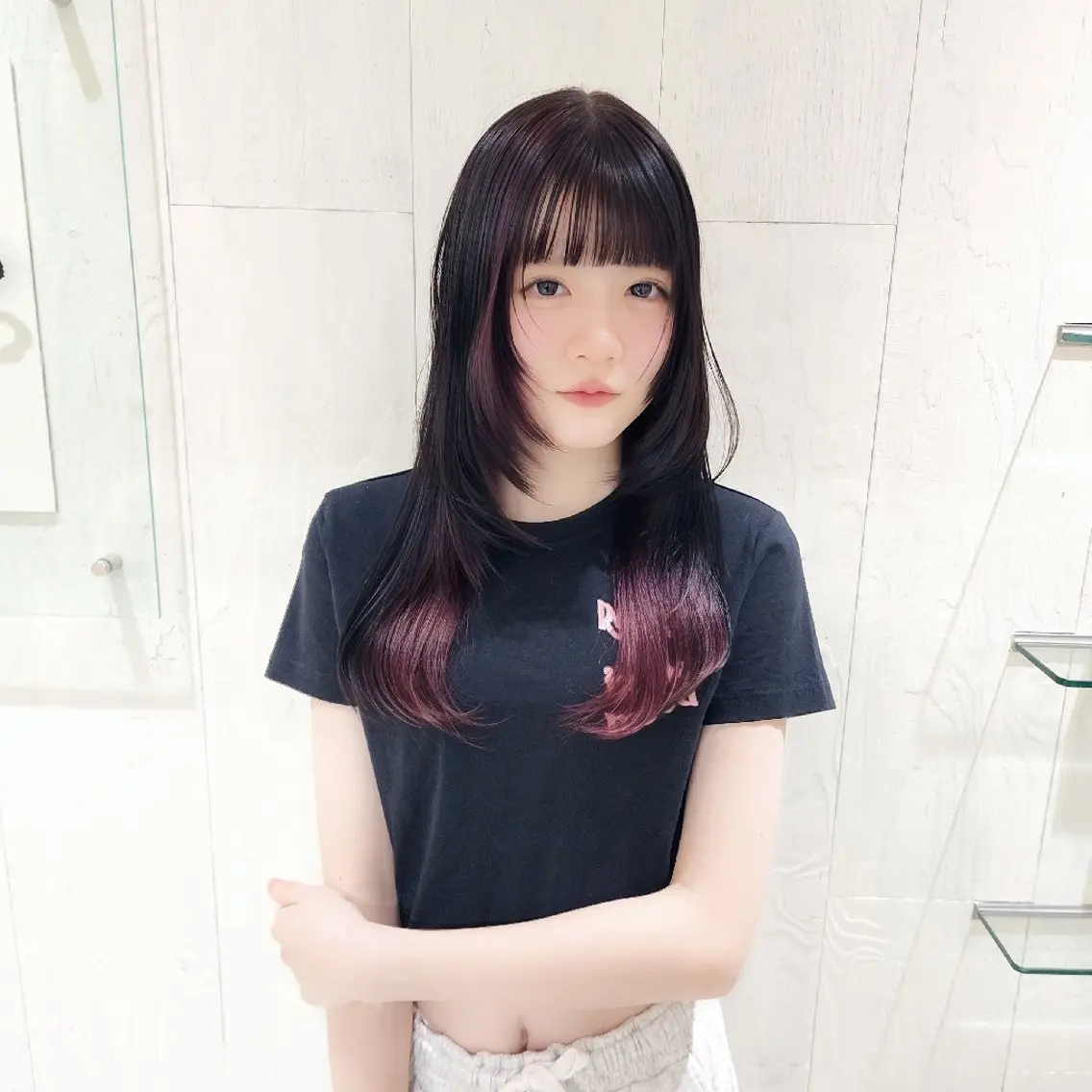 🩶︎新規限定🩶カット+ワンカラー+Aujuaトリートメント🫧レイヤーカット·ハッシュカット·ウルフ·メンテナンスの写真