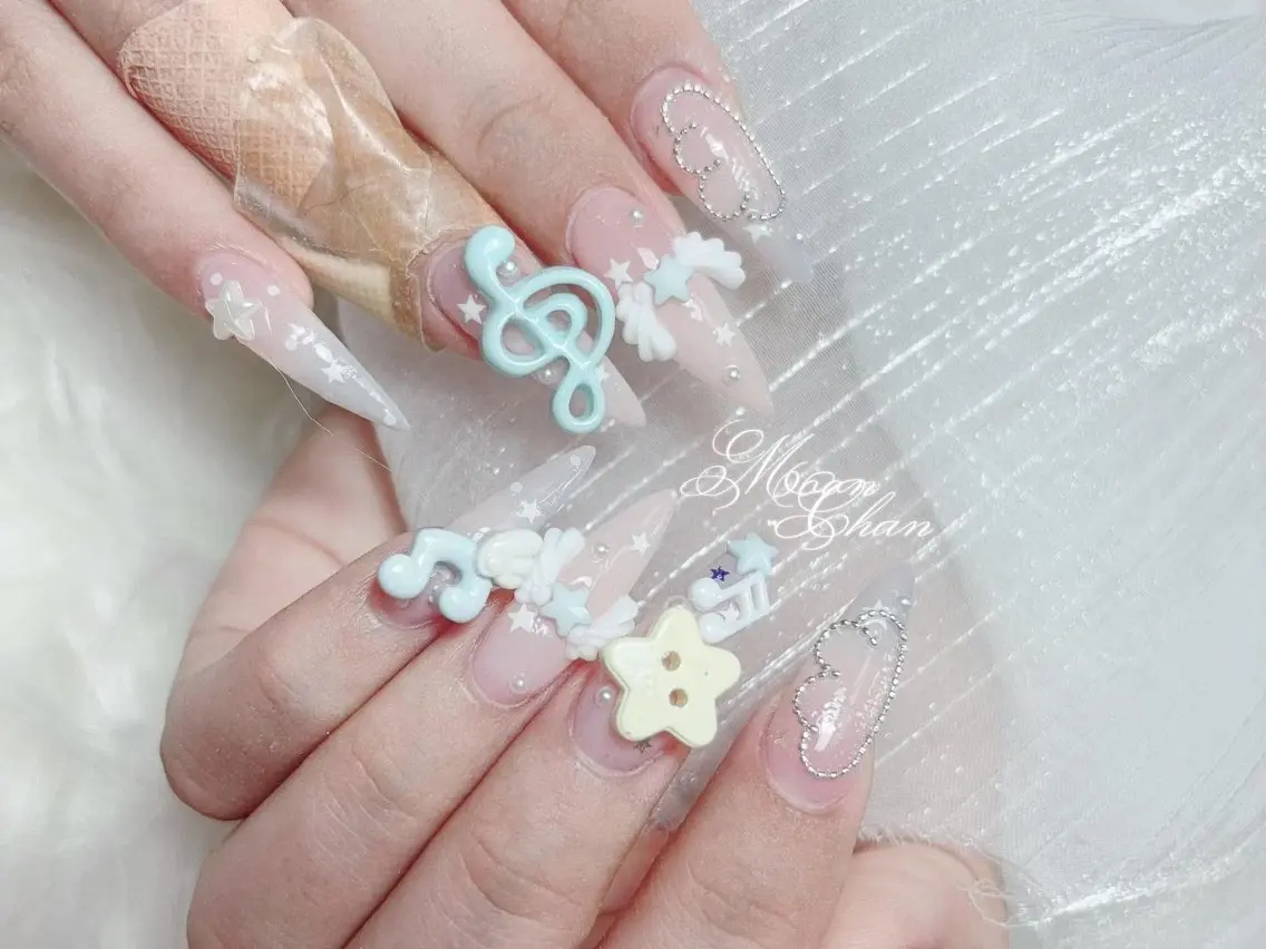 ネイル 成人式 大理石ネイル(マーブル) リボン 夏ネイル ネイルチップ ハンドネイル ハンドケア yukina 長さ出しネイル専門店のネイルデザイン