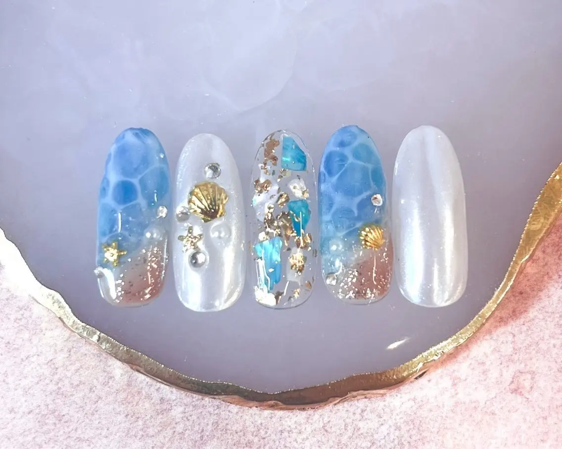 ネイル アートネイル フラッシュネイル フラワーネイル ジェルネイル ガーリー ハンドネイル Puti nailのネイルデザイン