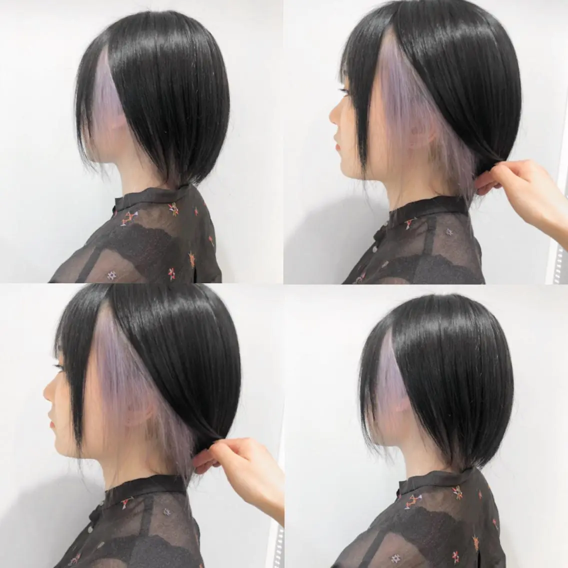 ショート カラー ブリーチ ラベンダーカラー ウルフカット ハッシュカット/七海のヘアスタイル