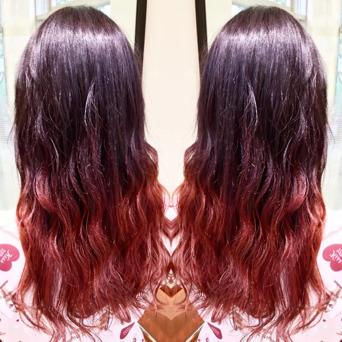 ロング カラー バレイヤージュ ラベンダーカラー ピンクカラー レイヤーカット カット ヘアカラー ブリーチ/バレイヤ ージュ川端裕司のヘアスタイル