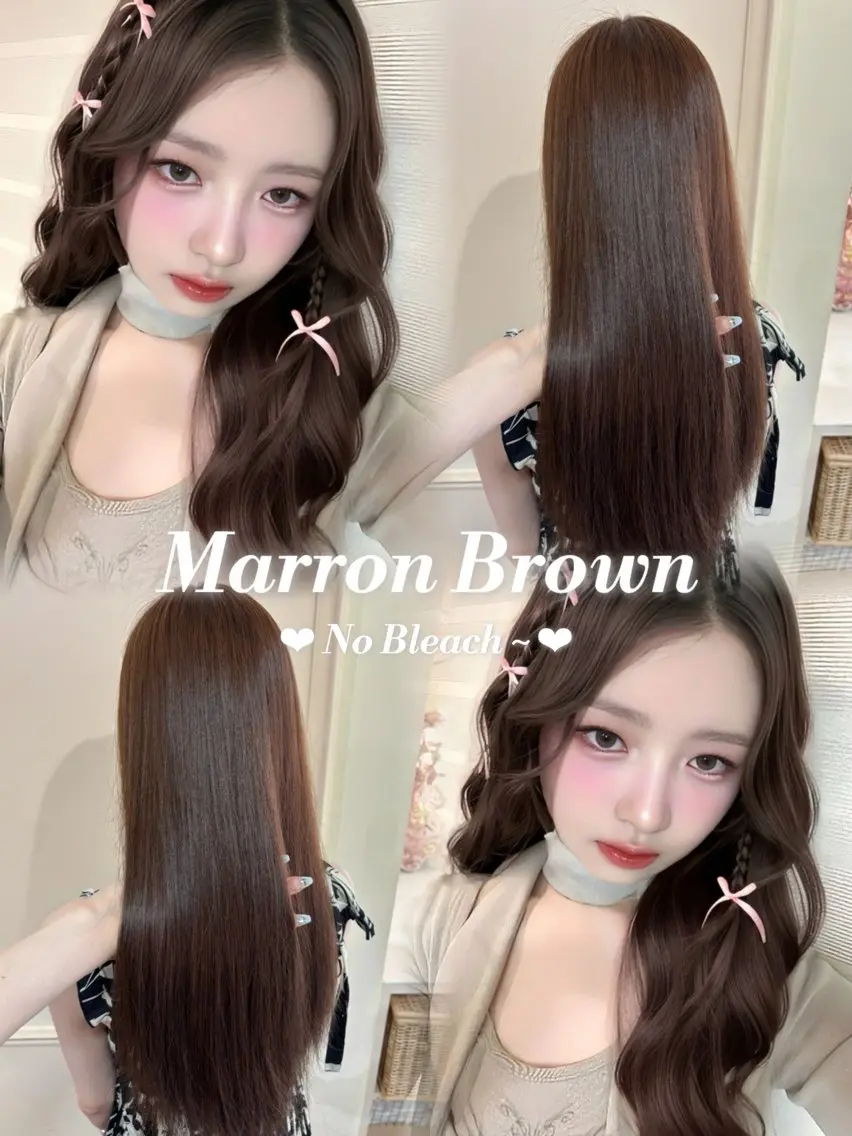 ロング カラー ブリーチ ブラウンカラー 透明感カラー マロンブラウン ブリーチなしカラー soyon名古屋/ fuka🎀のヘアスタイル
