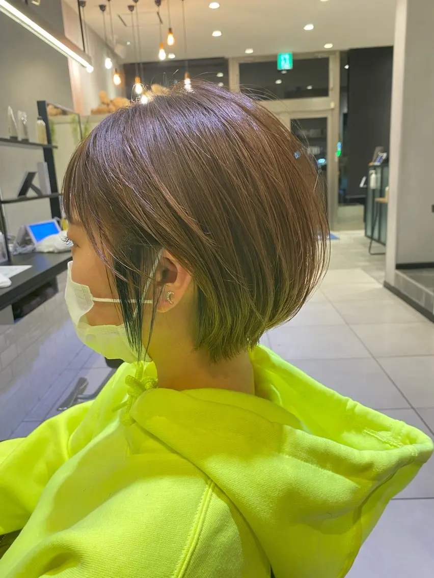 ショート カラー ショートボブ インナーカラー ボブ ショートヘア 野老 海音のヘアスタイル