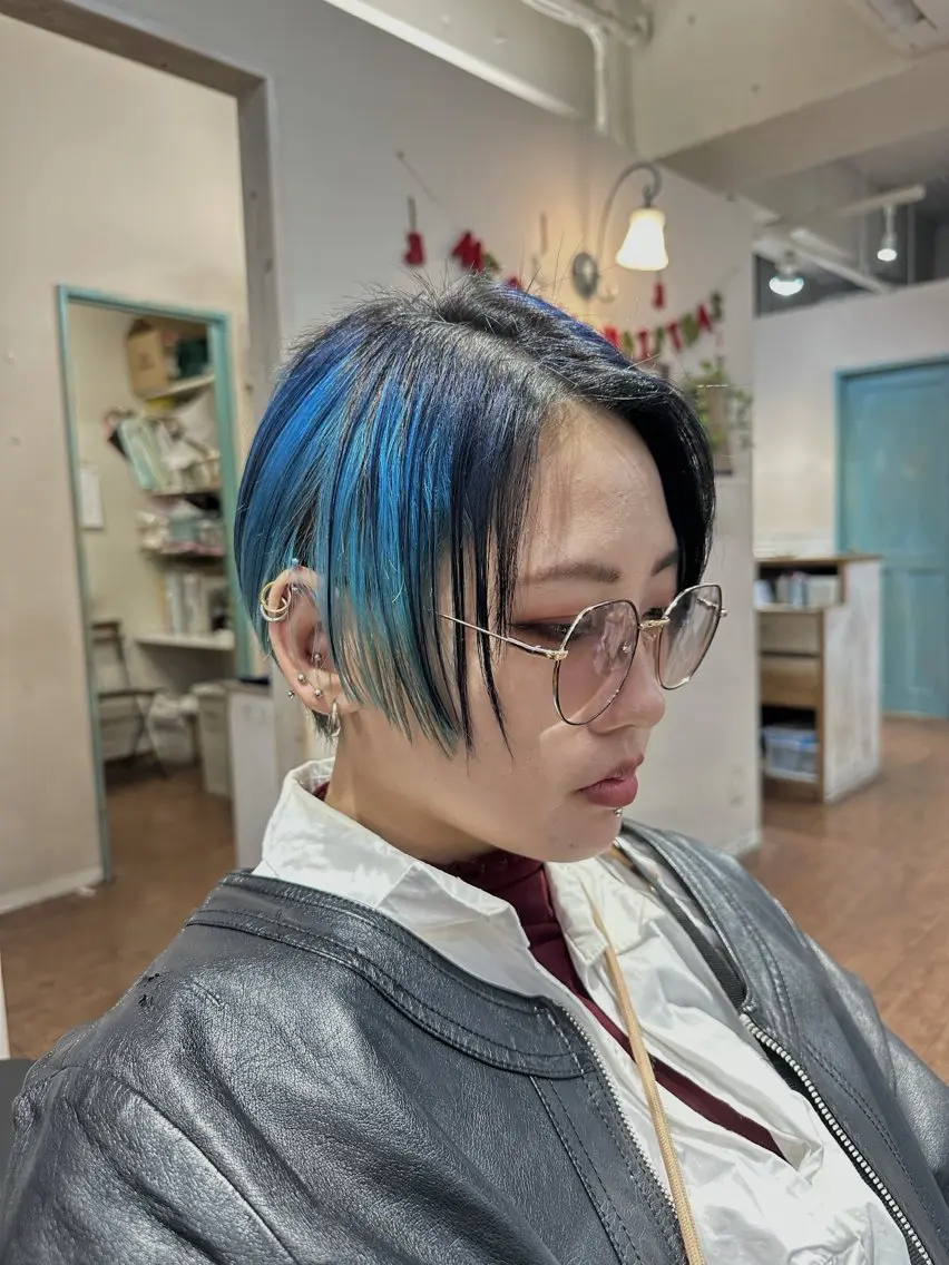 ショート カラー ミストバング ブリーチ デザインカラー  フェイスフレーミング ショートヘア ヘアカラー トリートメント 🌈ブリーチ美容師 KOTARO🌈のヘアスタイル