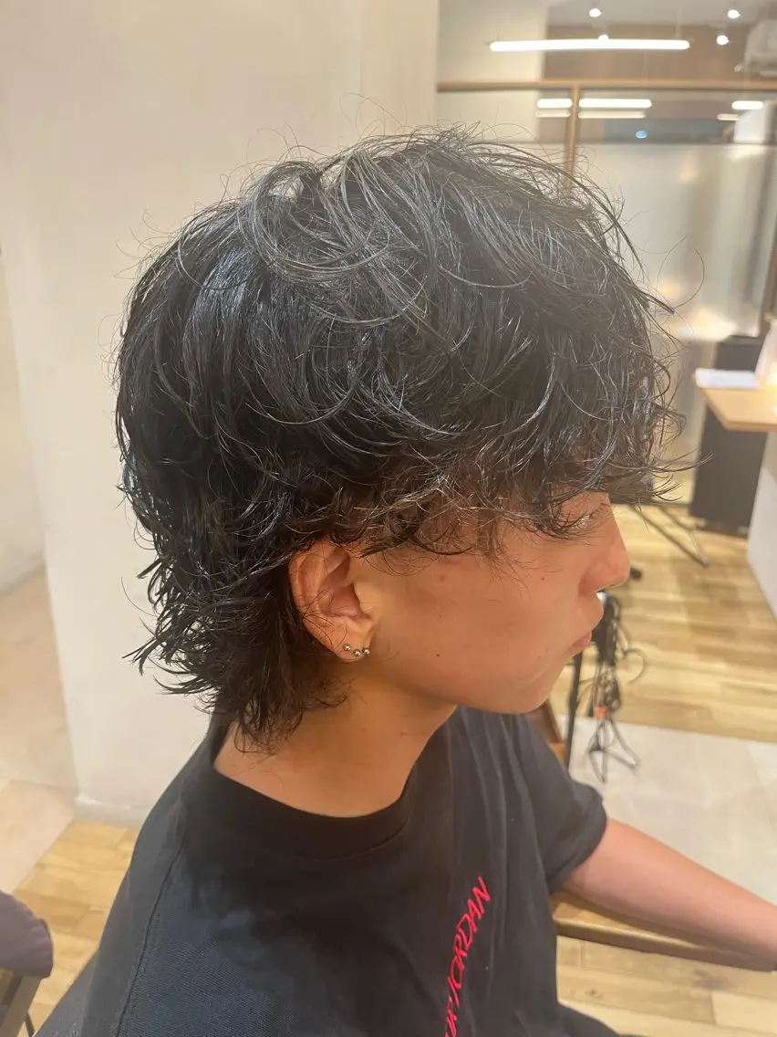パーマ メンズ メンズパーマ メンズウルフカット ウルフカット 🟦メンズ特化🟦 たかしま　あさひのヘアスタイル