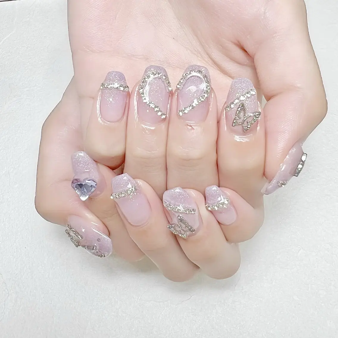 ネイル グラデーション ラメ(グリッター) 持ち込み パープル ワンホンネイル rouse nail RISATOのネイルデザイン