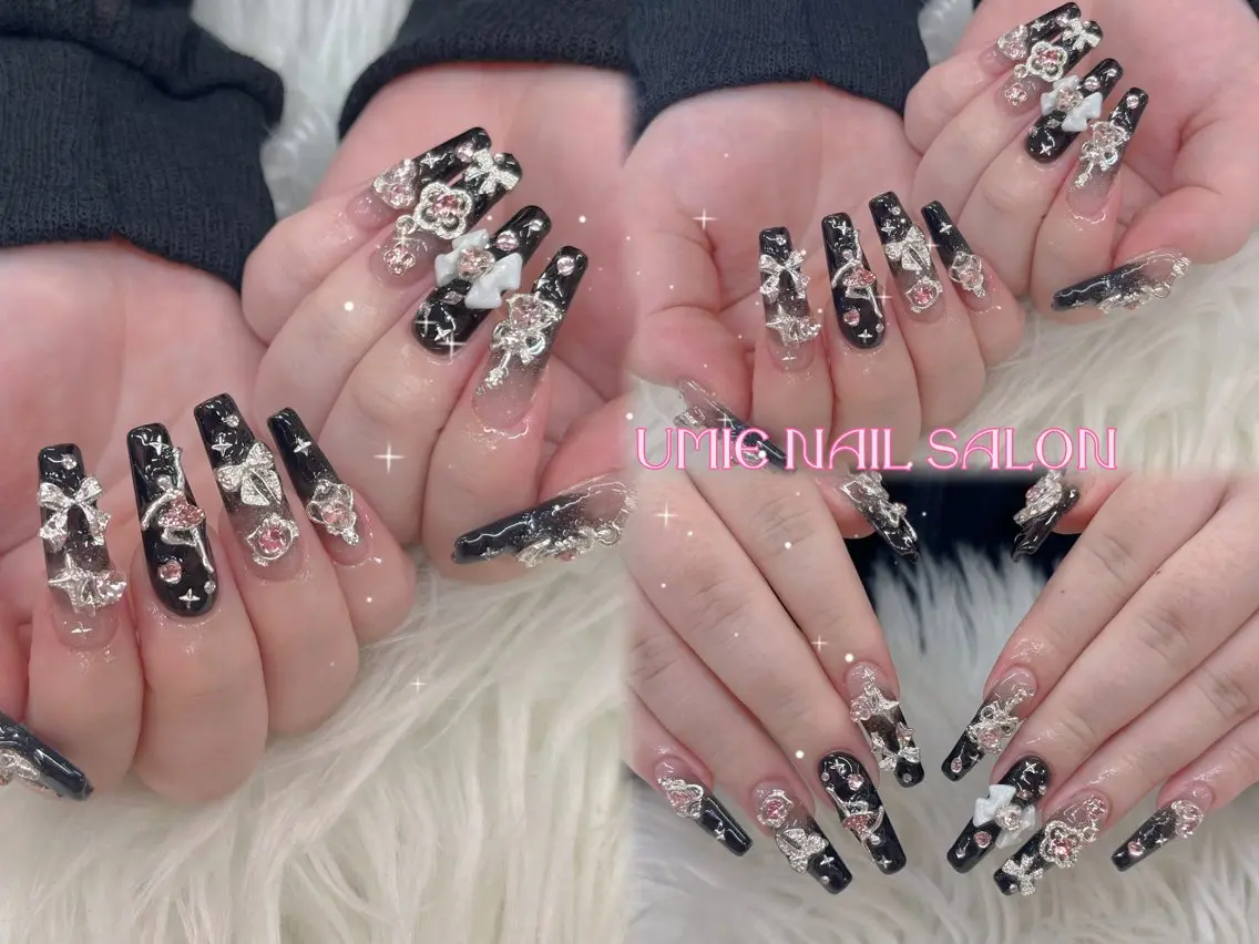 ネイル フットネイル フレンチネイル ジェルネイル ガラスフレンチ マグネットネイル UMIE NAIL SALONのネイルデザイン