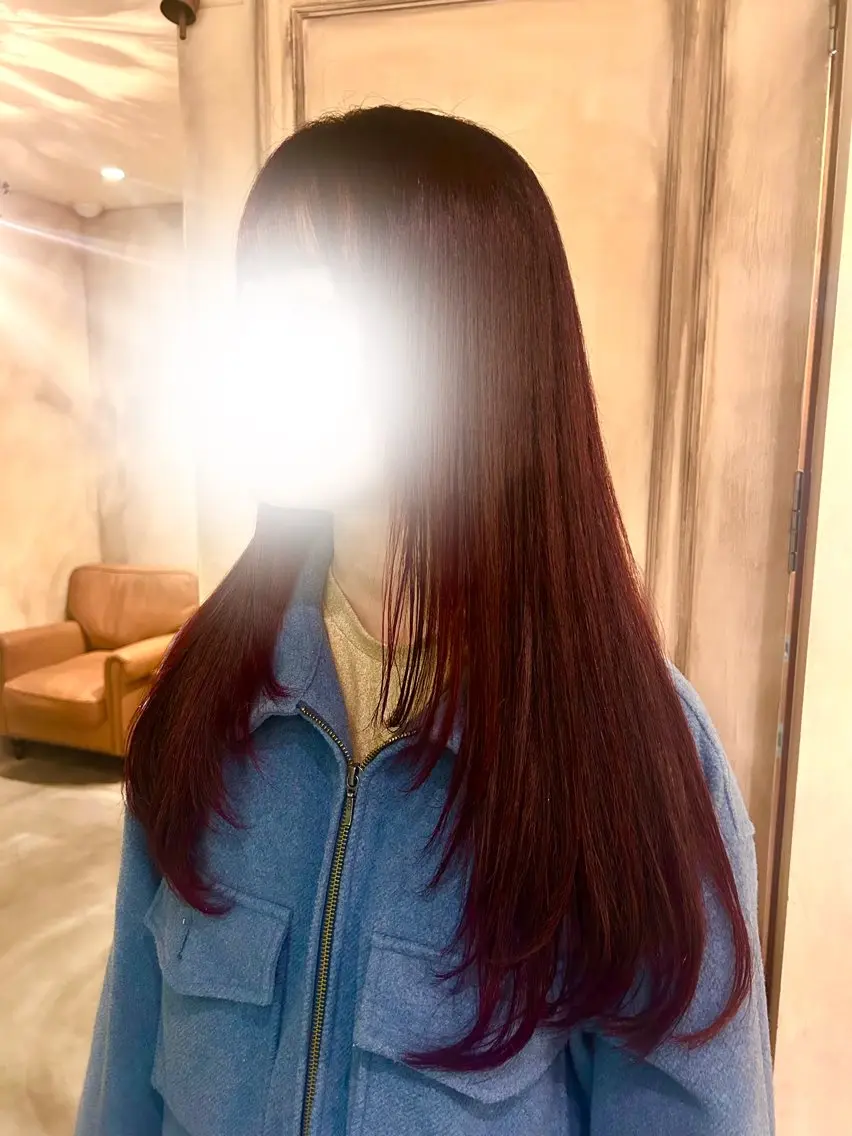 ロング カラー ハイレイヤー レイヤーカット 濵﨑 理奈のヘアスタイル