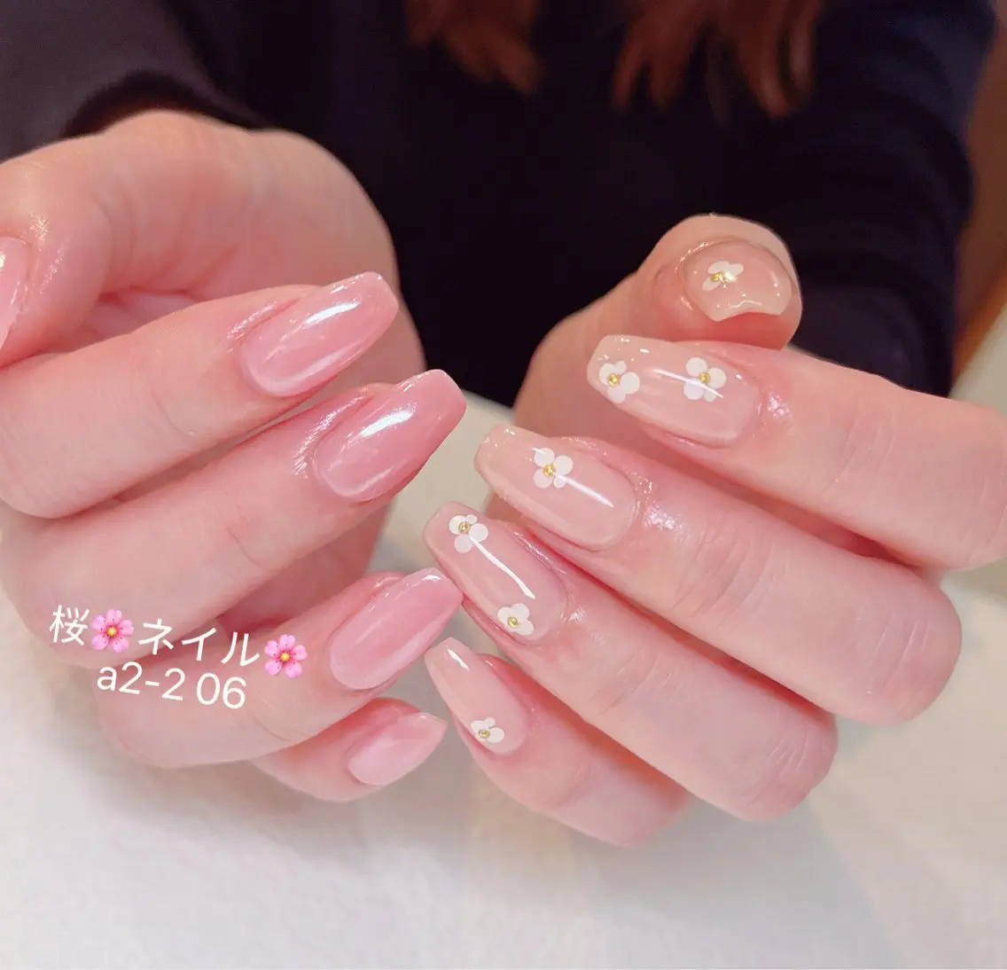 ネイル アートネイル チークネイル 桜ネイル フラッシュネイル フレンチネイル ハンドネイル Floria ユイのネイルデザイン