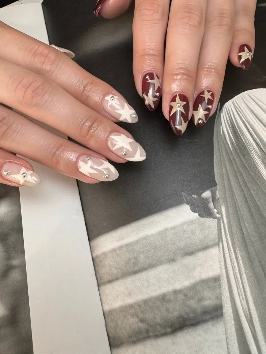 ネイル ボルドー ハンドネイル 白日-hakubi nail-のネイルデザイン