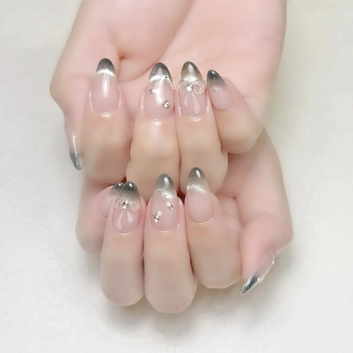 ネイル フレンチネイル グラデーション マグネットネイル 夏ネイル rouse nail RISATOのネイルデザイン