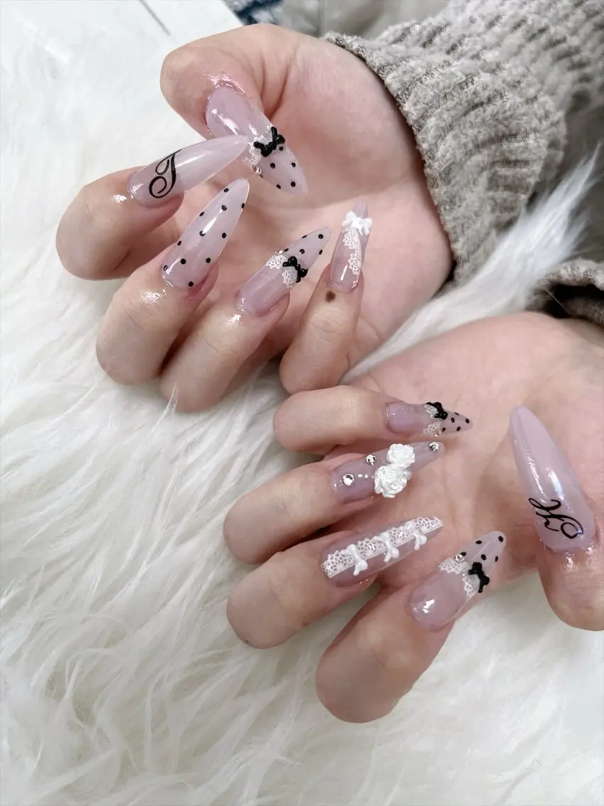 持ち込みシンプルデザイン✖️10本長さ出し(チップ)オフ無しの写真