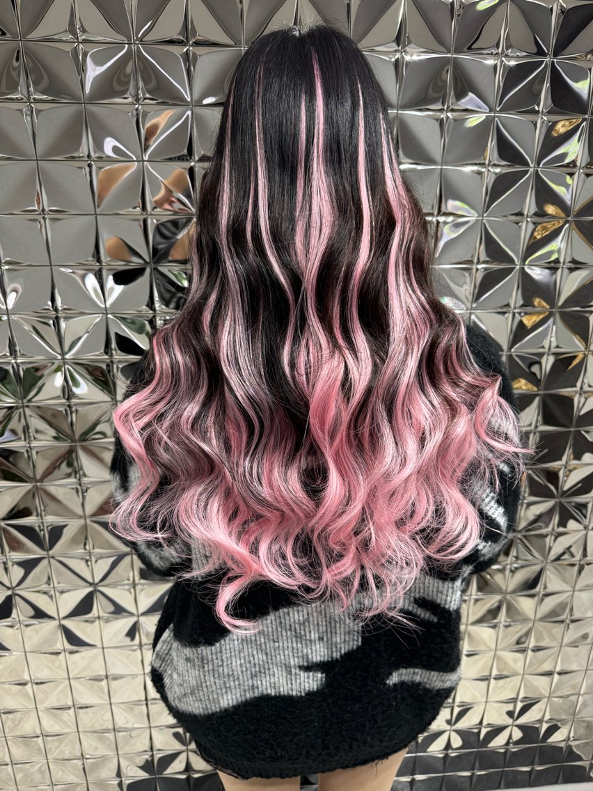 ロング エクステ ハイライト レイヤーカット Lovestasy 京都河原町店のヘアスタイル