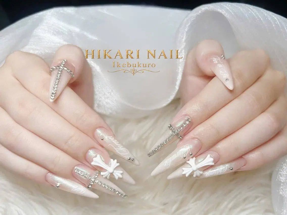 ネイル チークネイル 長さ出し フレンチネイル ガーリー ハロウィン ハンドネイル HikariNail Ikebukuroのネイルデザイン