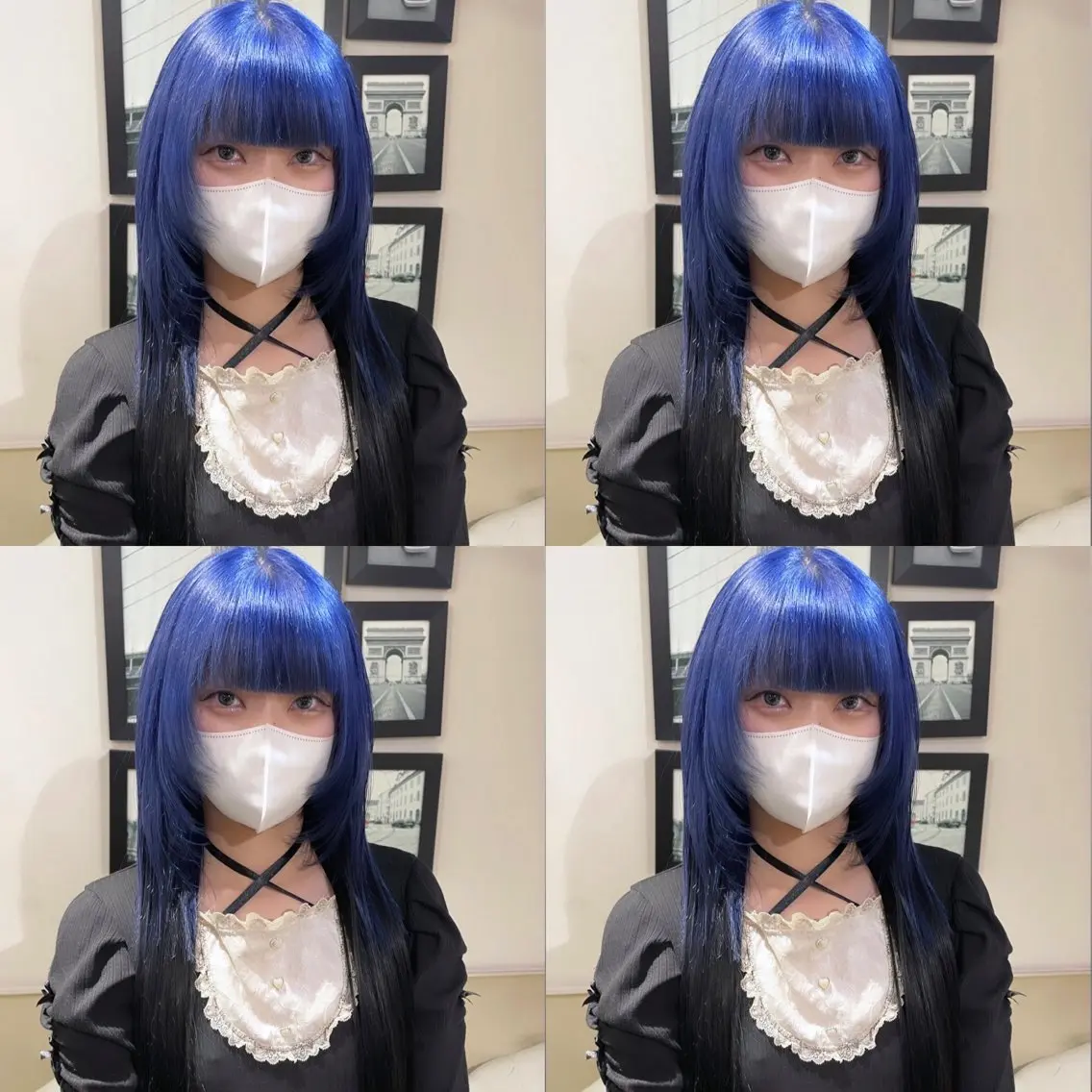 ロング カラー シールエクステ 黒髪 ブルーカラー エクステ 🌟トップデザイナー 高橋🌟のヘアスタイル