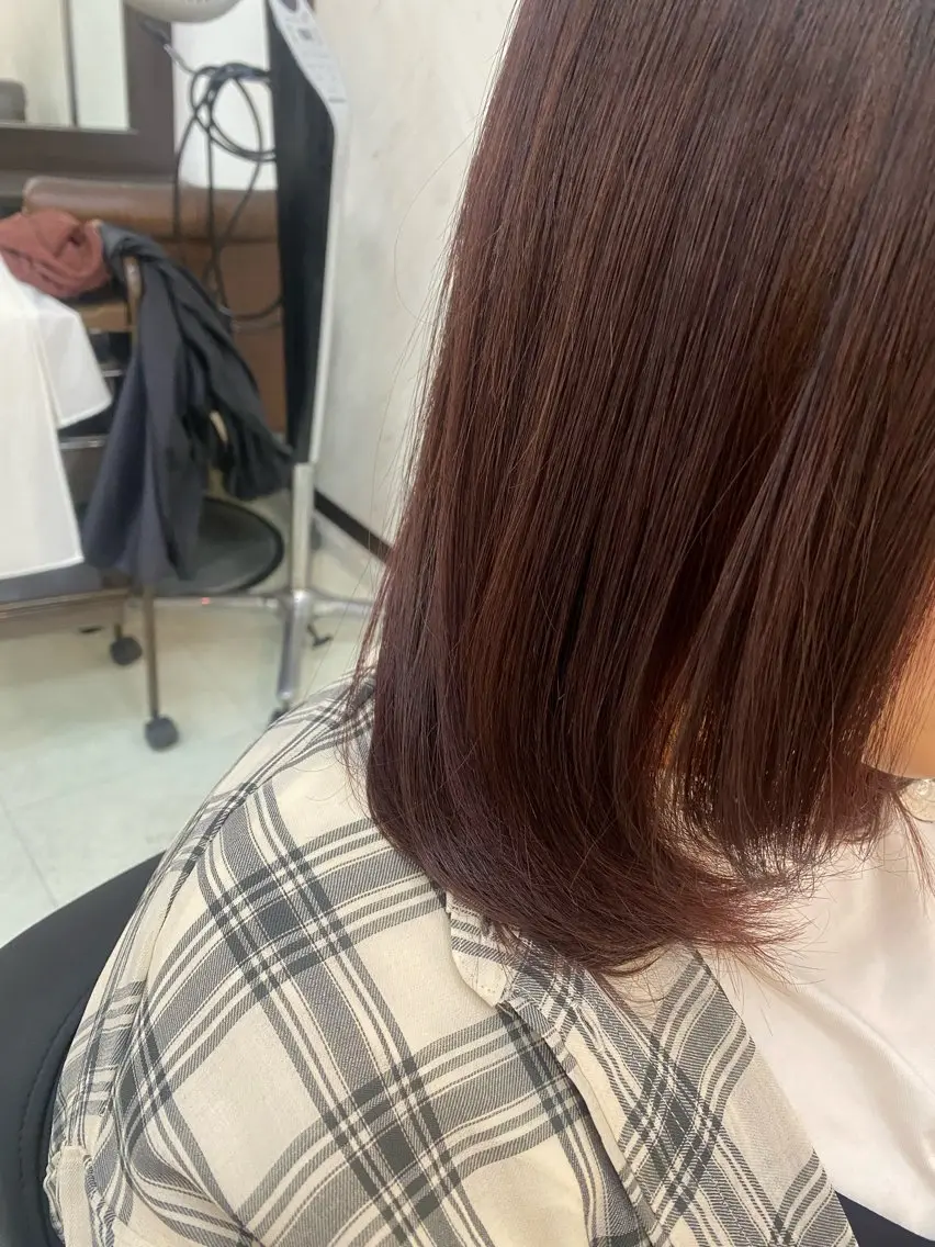 ミディアム ピンクブラウン レイヤーカット 池田 朱李のヘアスタイル