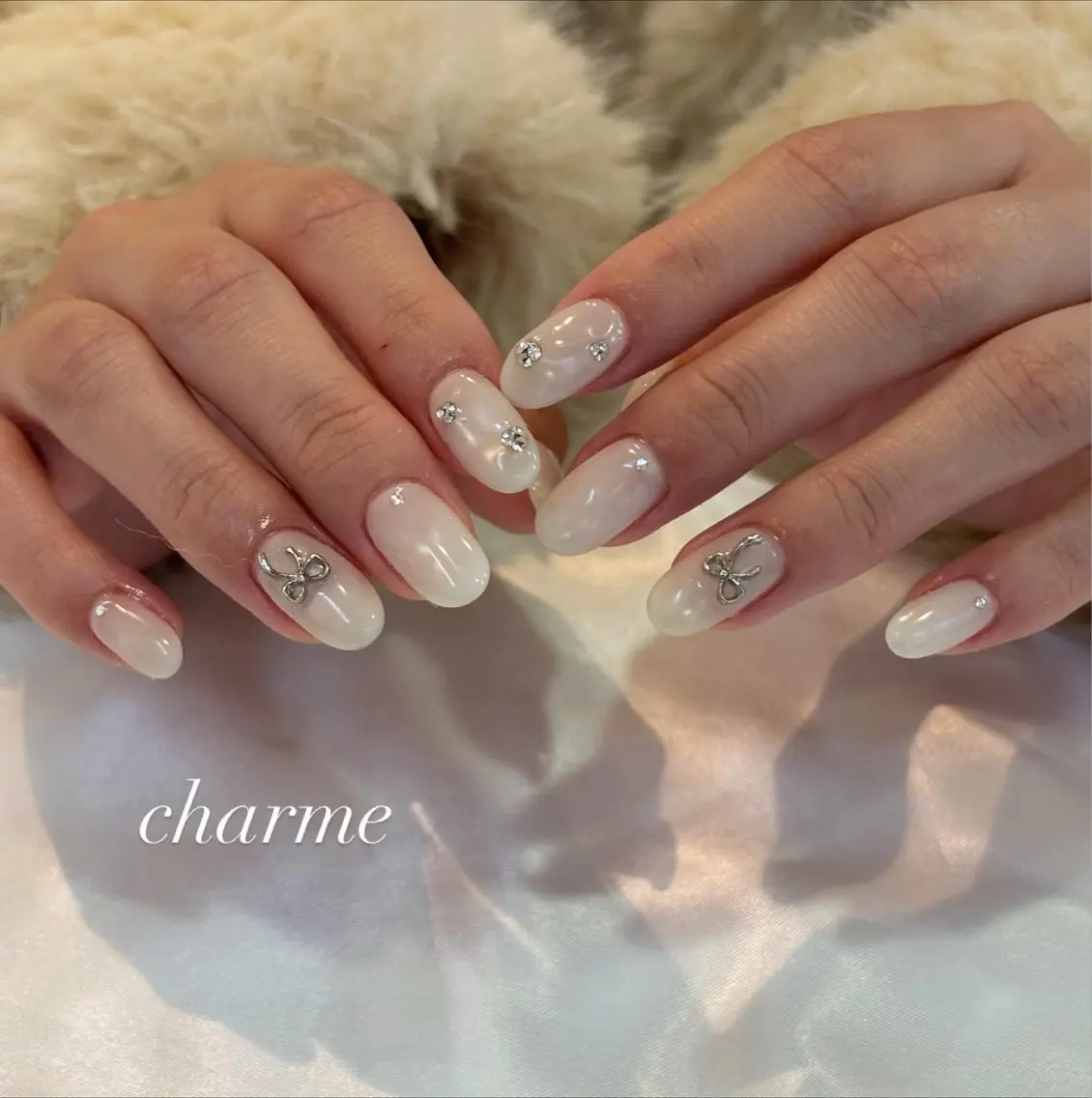 ネイル ホワイト ハンドネイル charme nailのネイルデザイン