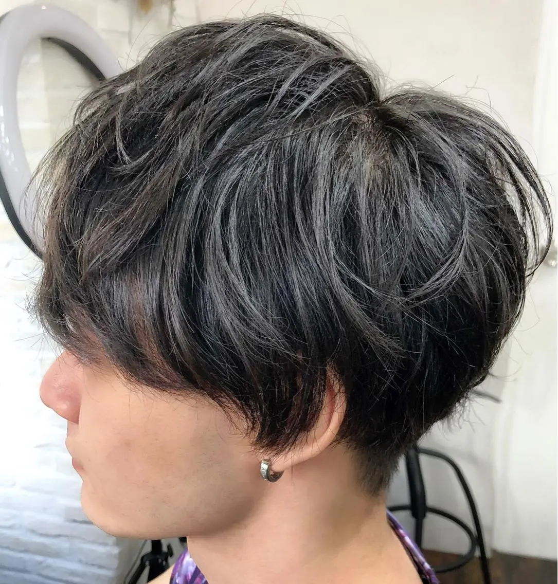 ショート パーマ メンズ マッシュ メンズパーマ 白髪ぼかし大人メンズ 根本零のヘアスタイル