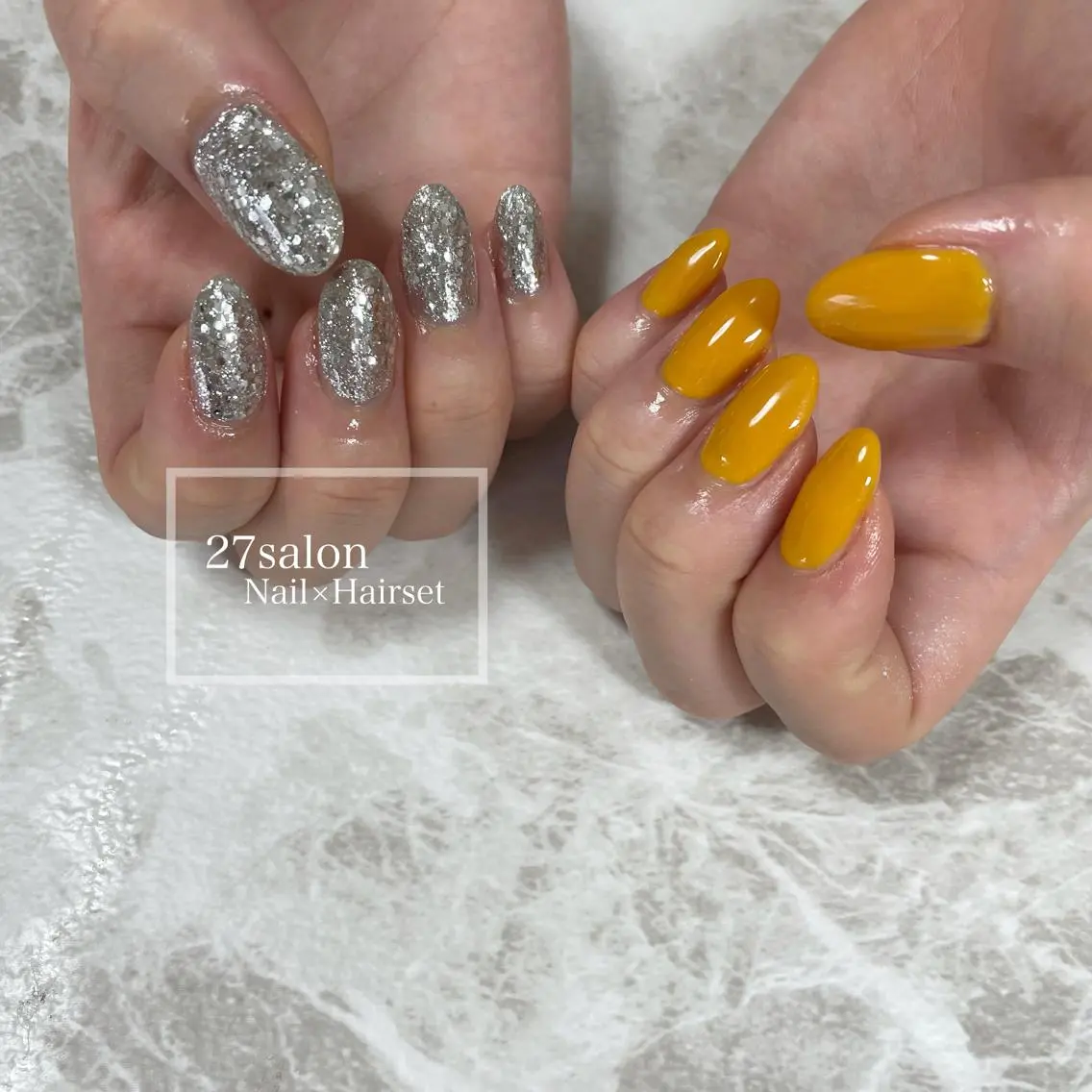 ネイル オレンジ シルバー 27salon yuinaのネイルデザイン