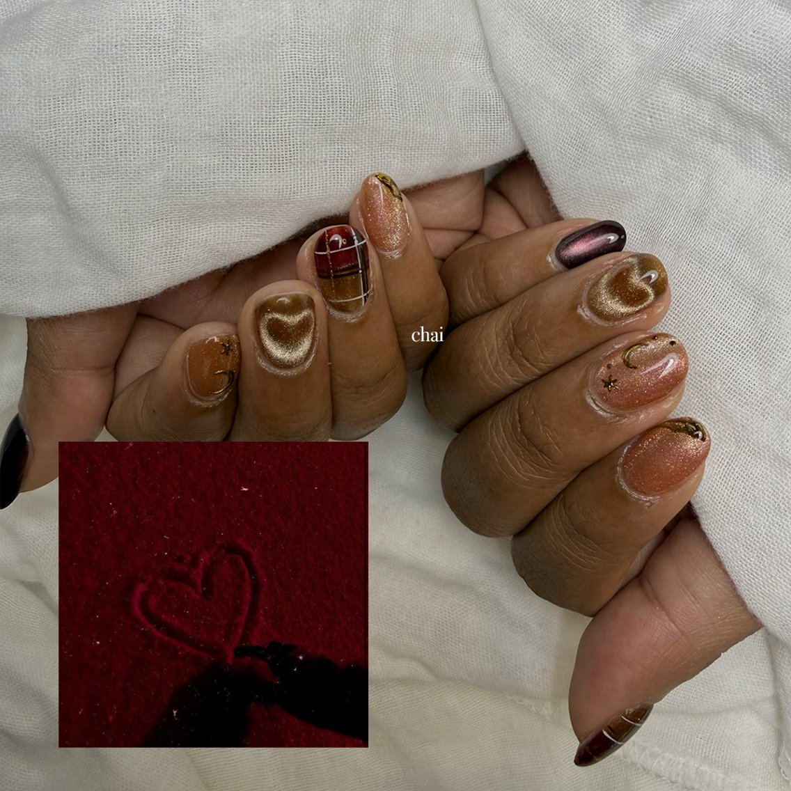 ネイル ジェルネイル マグネットネイル パラジェル ハンドネイル chai nail + eye📍鶴橋のネイルデザイン