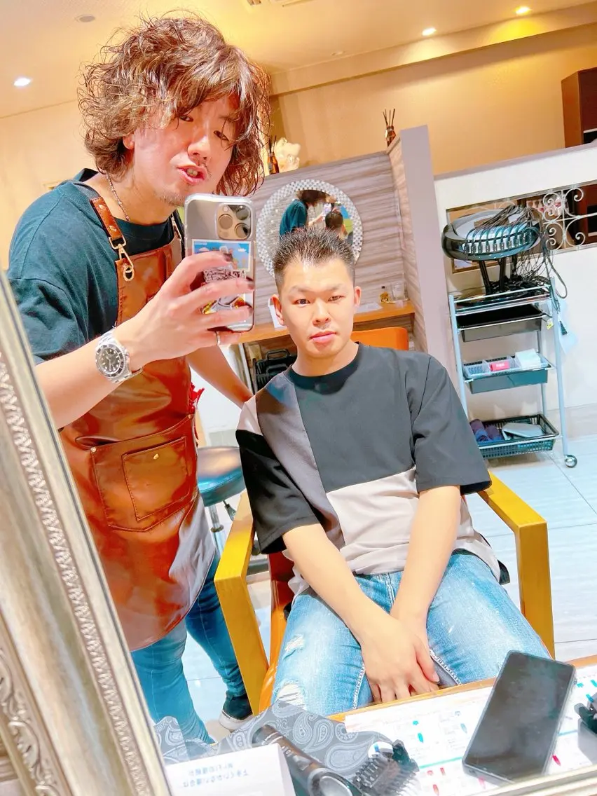 ショート メンズ メンズハイライト ハイライト 髪質改善 トリートメント カット Refuge by produceのヘアスタイル