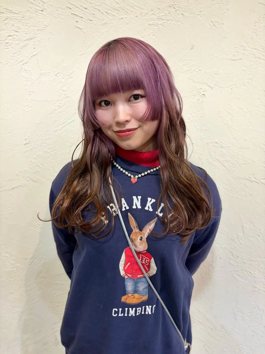ロング カラー 顔周りカット 姫カット ハイトーン/デザイン カラー/るいのヘアスタイル
