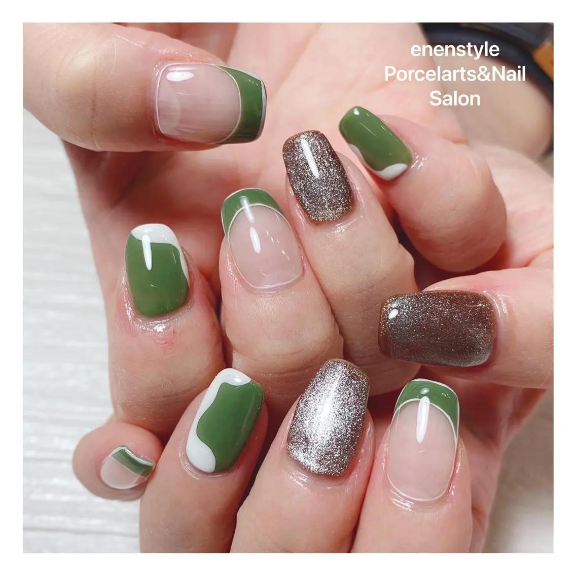 ミディアム ネイル ハンドネイル 🐾enen style 🐾のネイルデザイン