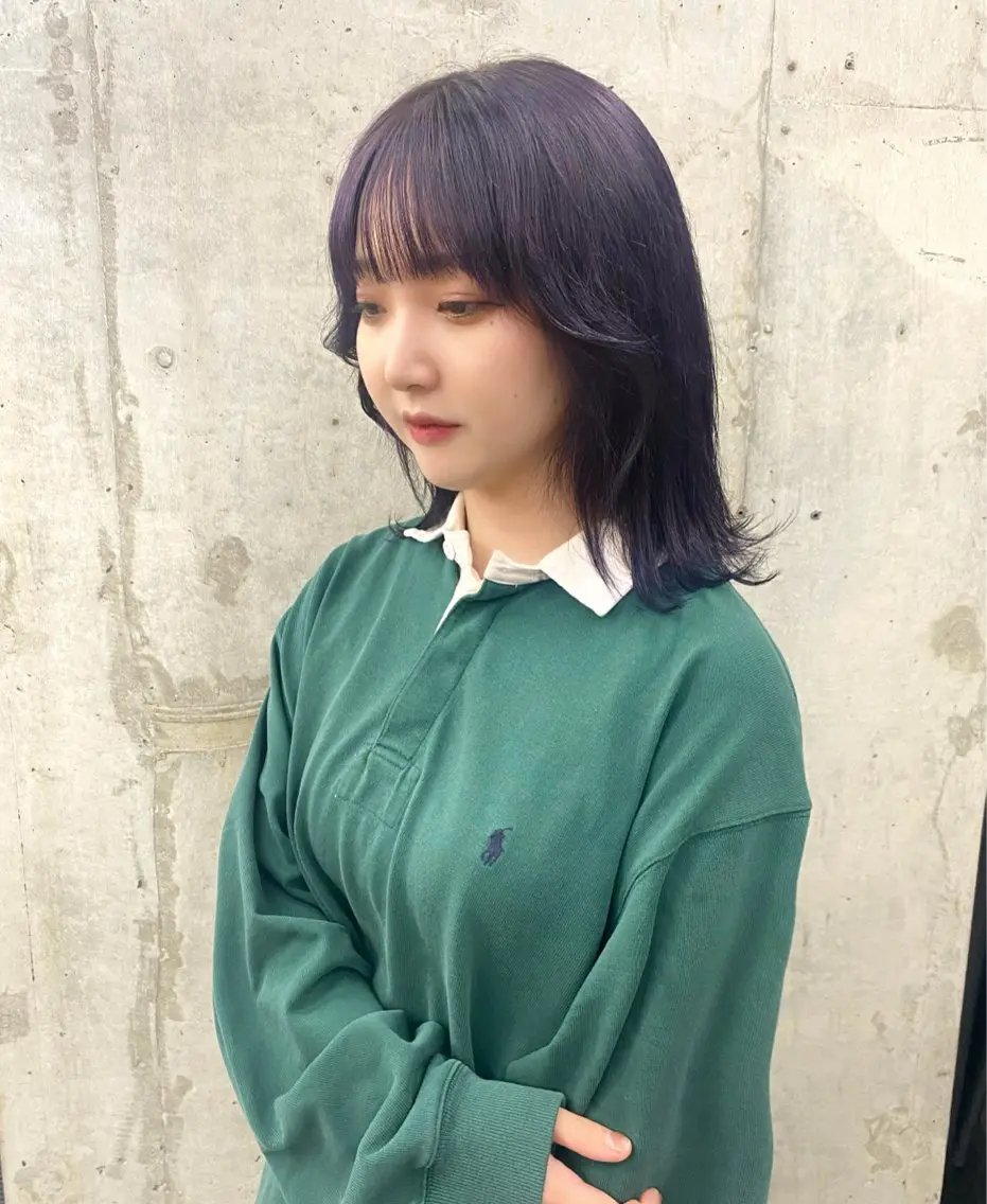 セミロング カラー ヘアアレンジ ブリーチ ラベンダーカラー ブリーチなしカラー 苗代萌/ぷるツヤ髪 🫧／レイヤーカットのヘアスタイル