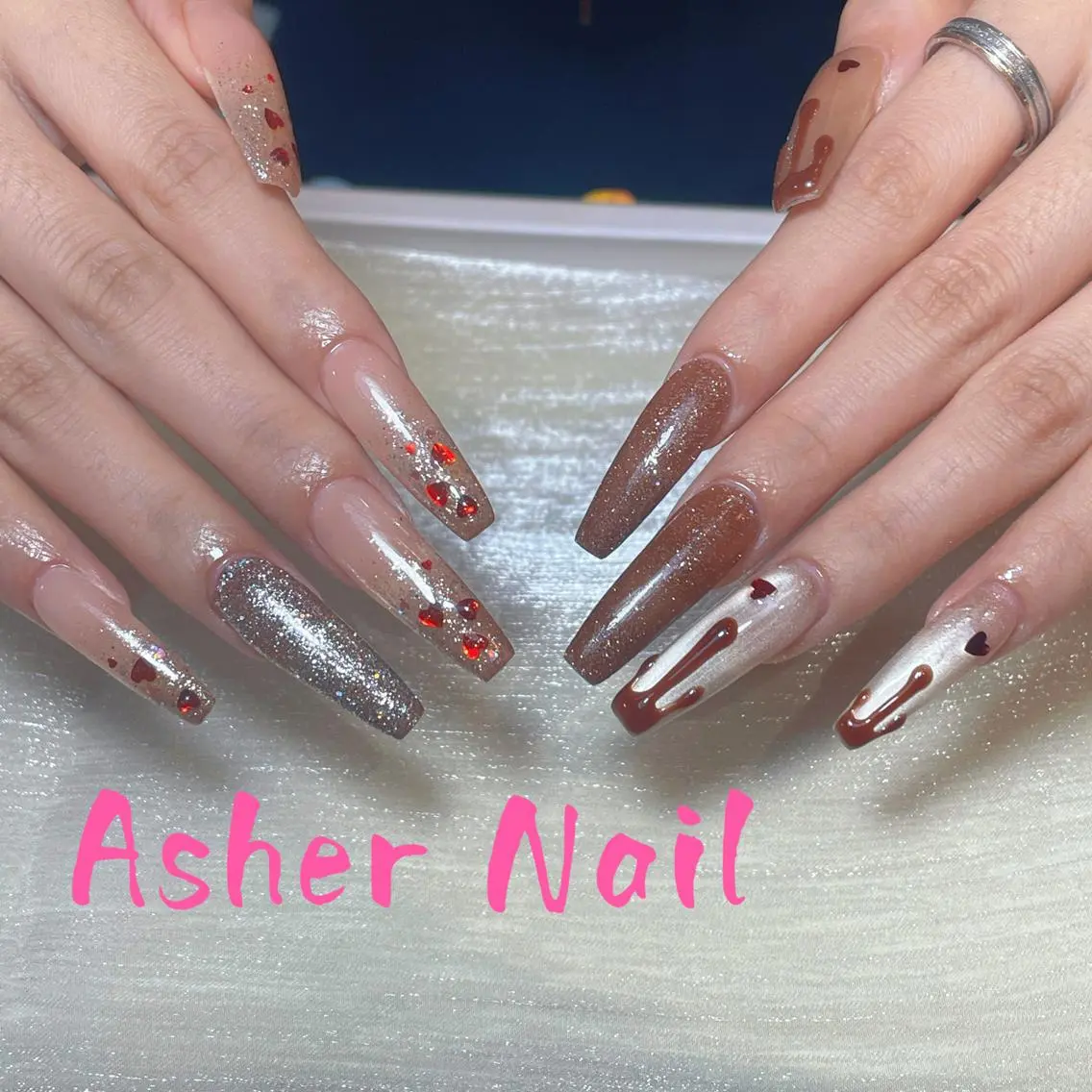 ネイル キラキラネイル 韓国ネイル マグネットネイル マットネイル 持ち込み ハンドネイル ハンドケア Asher _Nailのネイルデザイン
