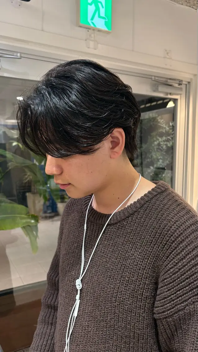 🍃メンズ毛流れパーマ/センターパート/フェザーパーマ✂️スタイリストカット付の写真
