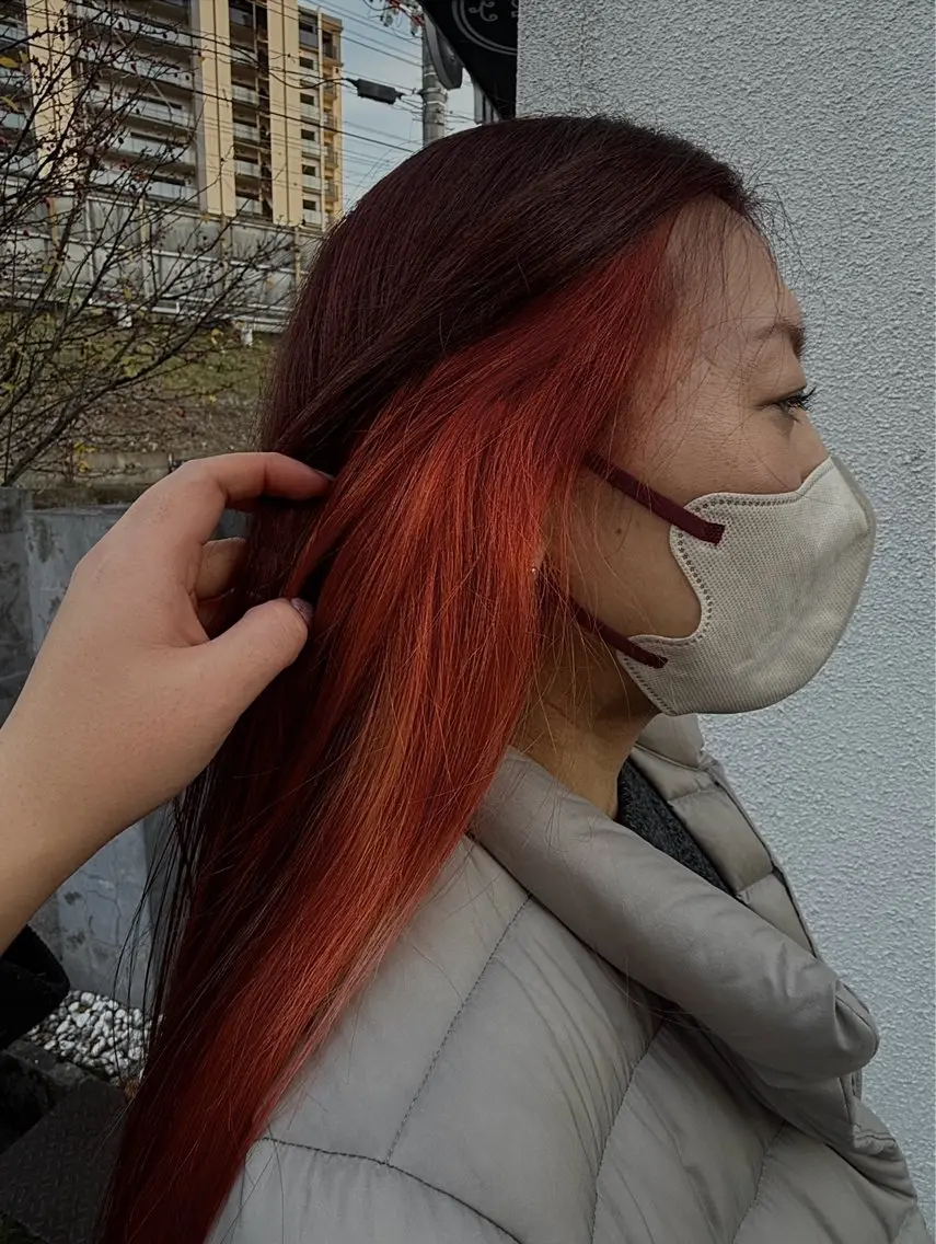 ロング カラー オレンジ 大立 七夏のヘアスタイル