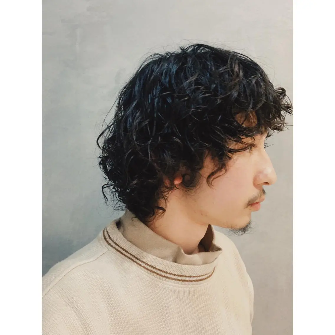 ミディアム パーマ メンズ ボブパーマコテ巻き風 パーマNo1深江秀平のヘアスタイル