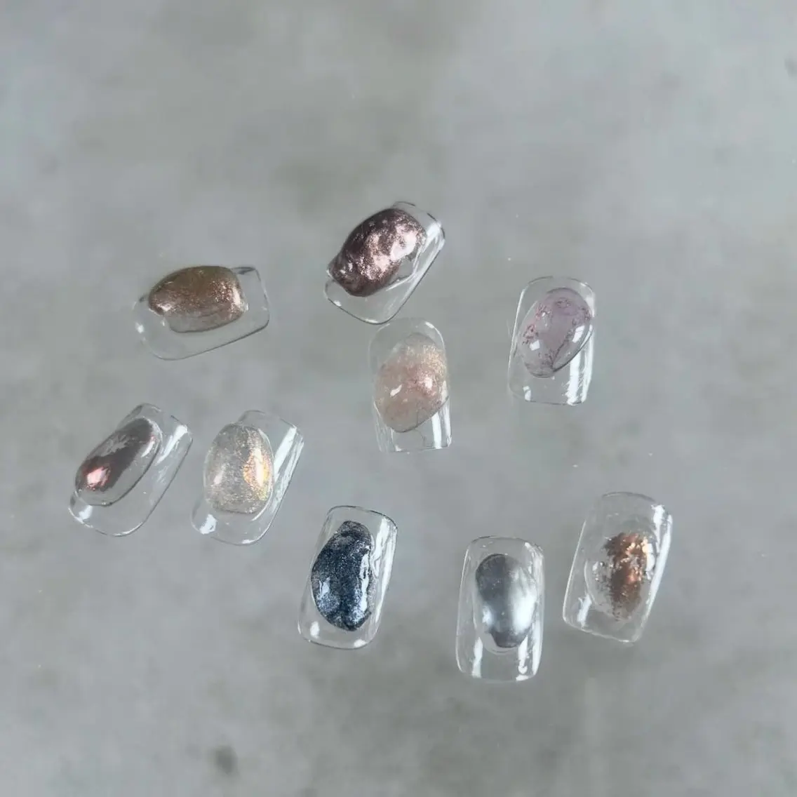 ネイル カジュアル クリアネイル ミラーネイル ニュアンスネイル オフィスネイル lylynail YUUKAのネイルデザイン