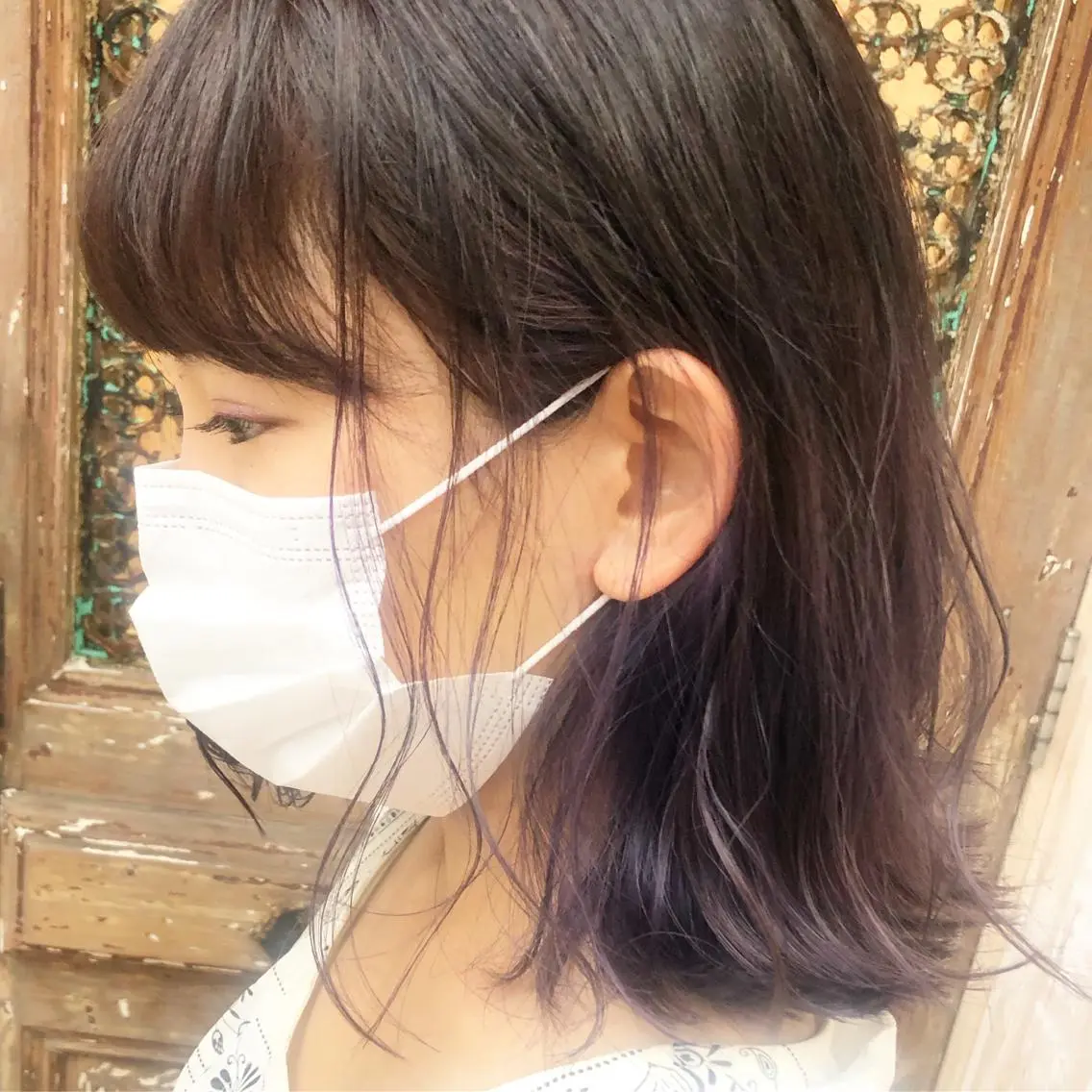 ミディアム カラー バレイヤージュ ブリーチ 透明感カラー ラベンダーカラー レイヤーカット 舘野 太嘉宏のヘアスタイル