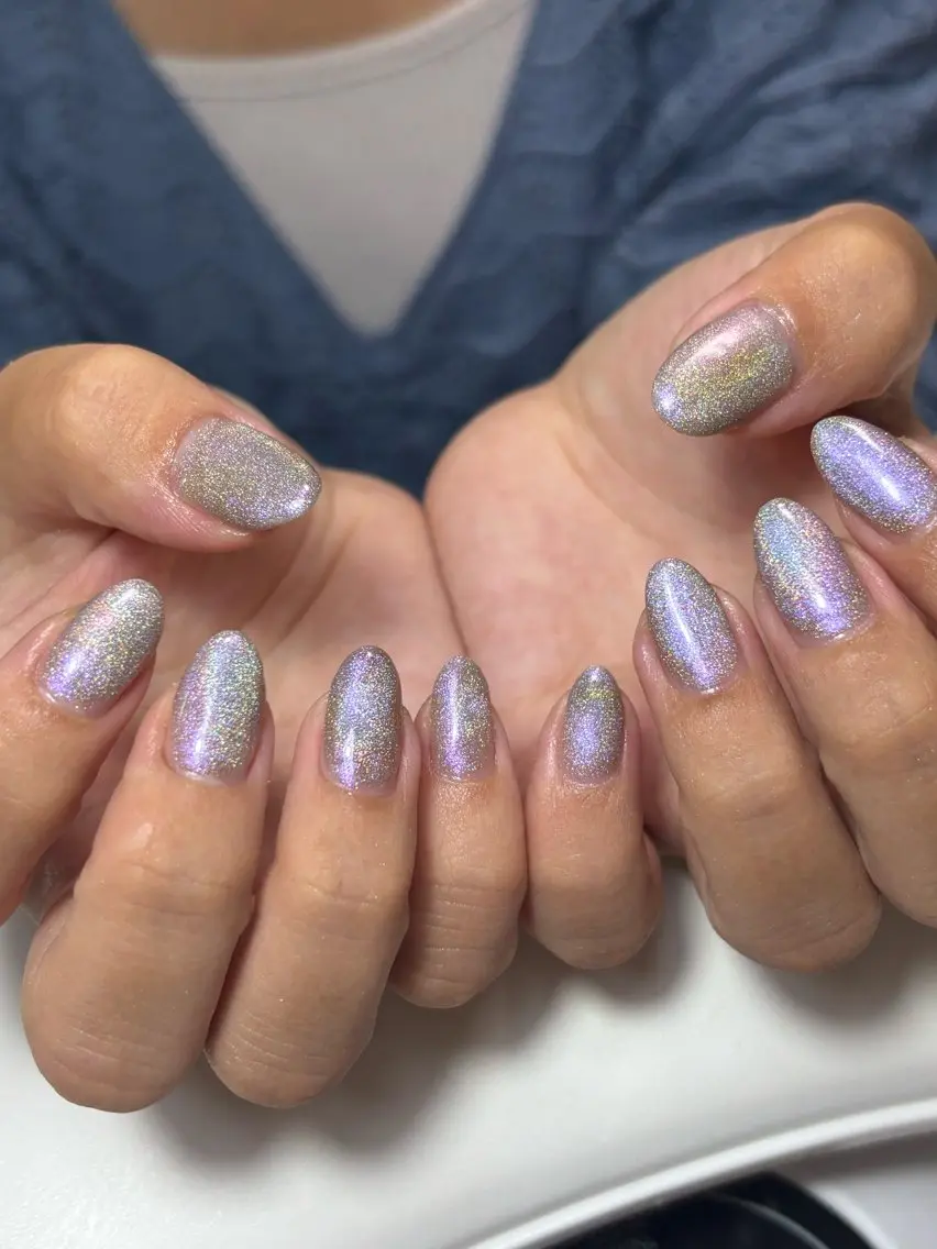 ネイル オーロラネイル パープル ハンドネイル Nails by MILKのネイルデザイン