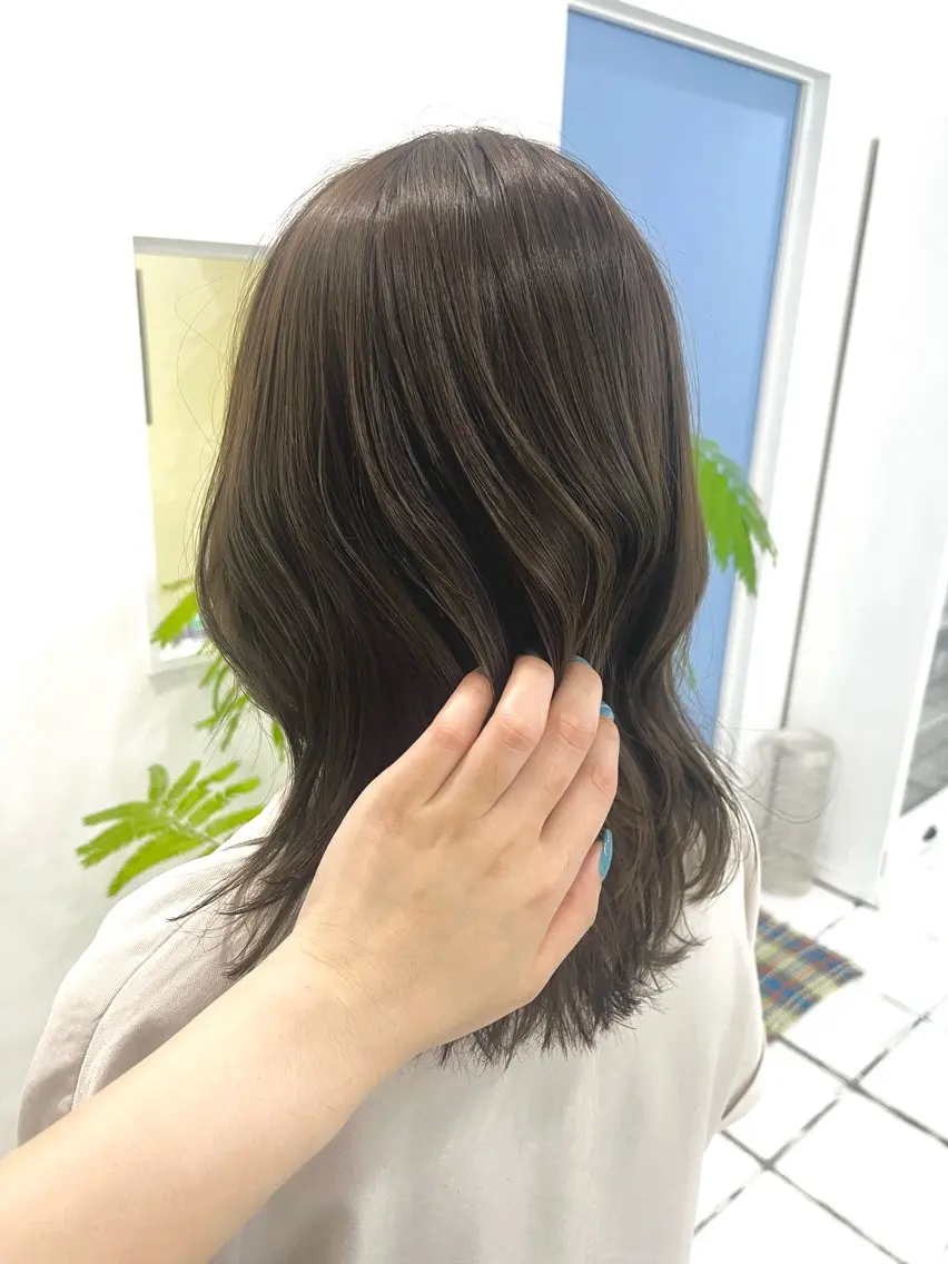 セミロング カット ヘアカラー トリートメント 韓国ヘア🇰🇷 ♡fuminaのヘアスタイル