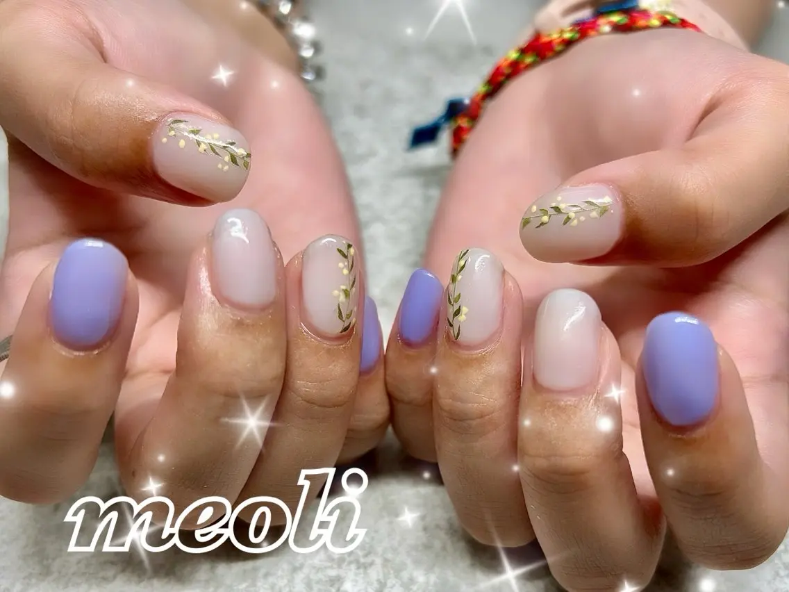 ネイル アートネイル パステルネイル 春ネイル ホワイト 黄色 ハンドネイル nail salon meoli　アヤのネイルデザイン