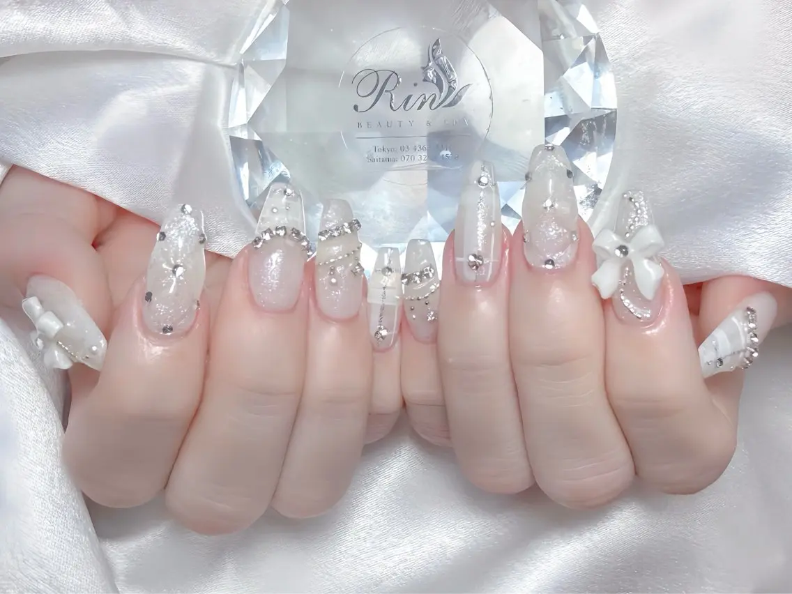 ネイル オーロラネイル ブルー フットネイル ジェルネイル 氷ネイル・うるうるネイル ハンドネイル Rin Nail 新大久保店のネイルデザイン