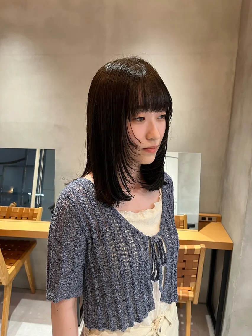 セミロング カラー カット ヘアカラー トリートメント 縮毛矯正ボブ&顔まわ レイヤー♡TOMOEのヘアスタイル