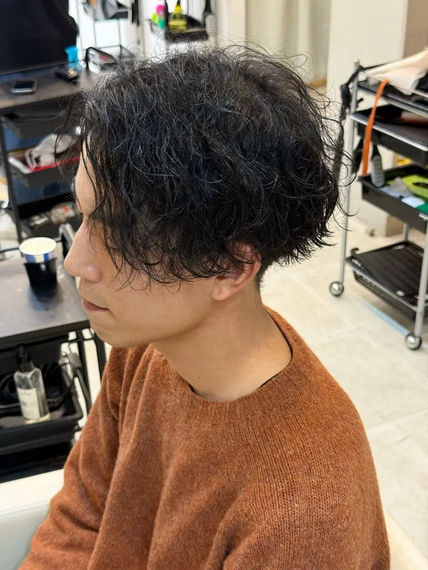 パーマ メンズ メンズパーマ 波巻きパーマ レディースモデル募集 角快利のヘアスタイル