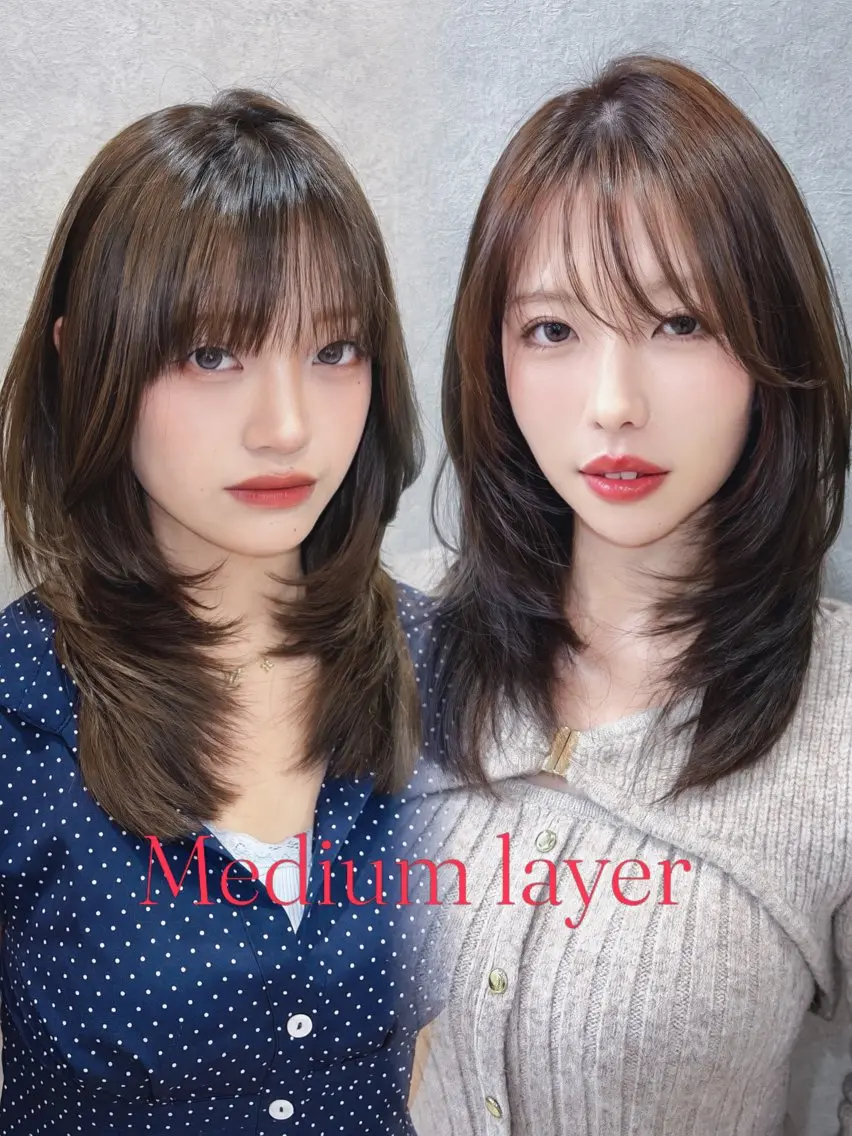 ミディアム レイヤーカット カット ヘアカラー トリートメント 🪷レイヤー特化🪷 艶カラー/NOA👑のヘアスタイル