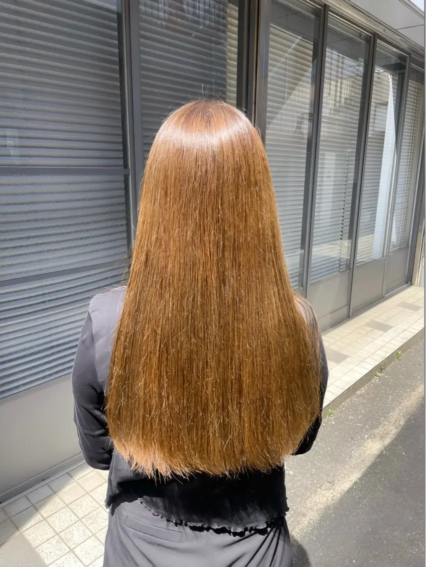 ロング トリートメント 縮毛矯正 🌷【暖色艶カラー】 shiori🌷のヘアスタイル