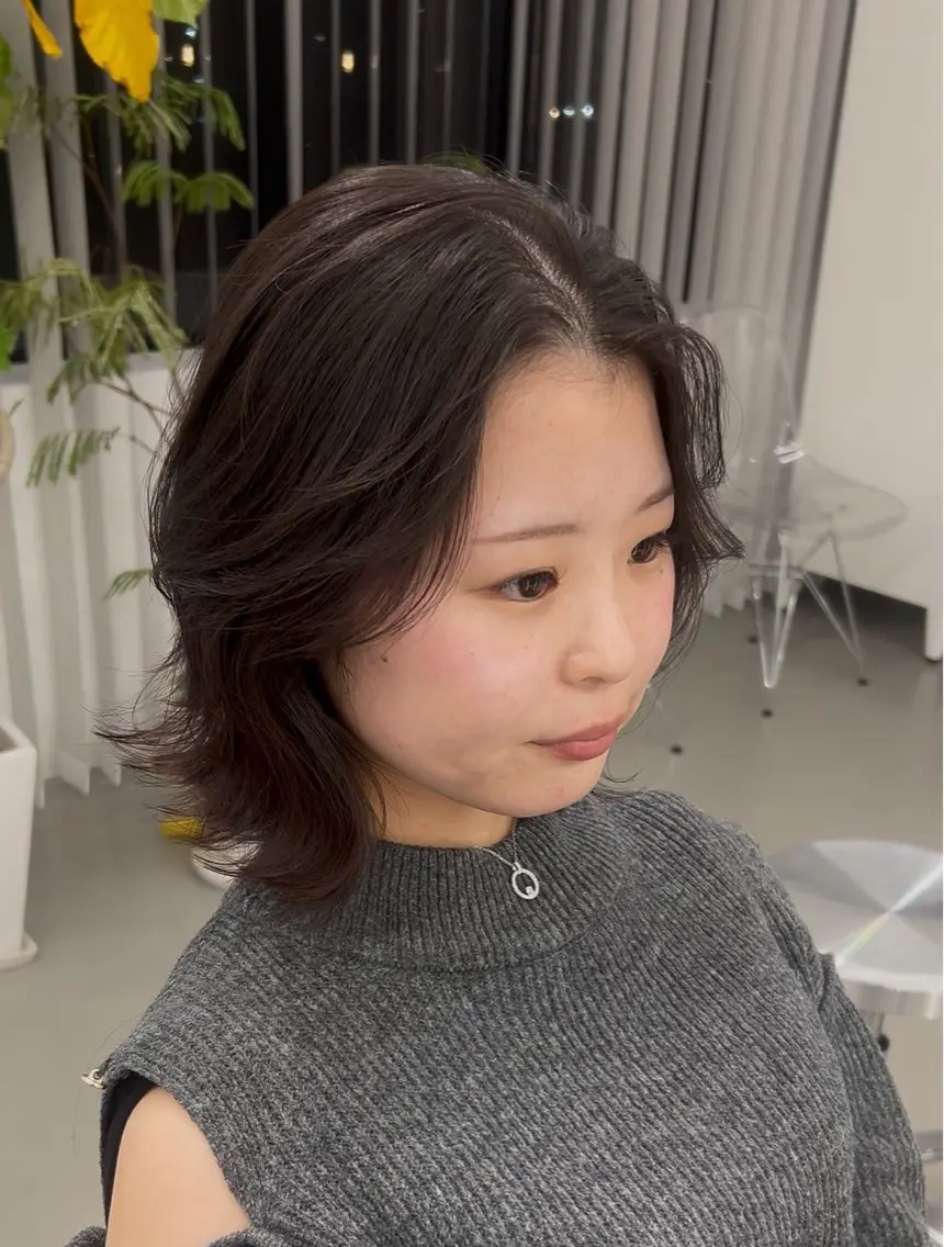 ミディアム 切りっぱなしボブ ボブ NAHO 🩵 透明感カラー🫧のヘアスタイル