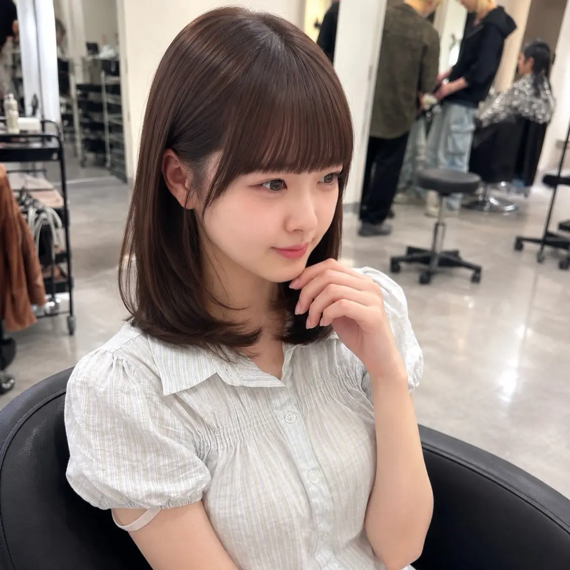 ミディアム カラー カット ヘアカラー トリートメント 🎀レイヤー×透明感 ×髪質改善🎀米田のヘアスタイル