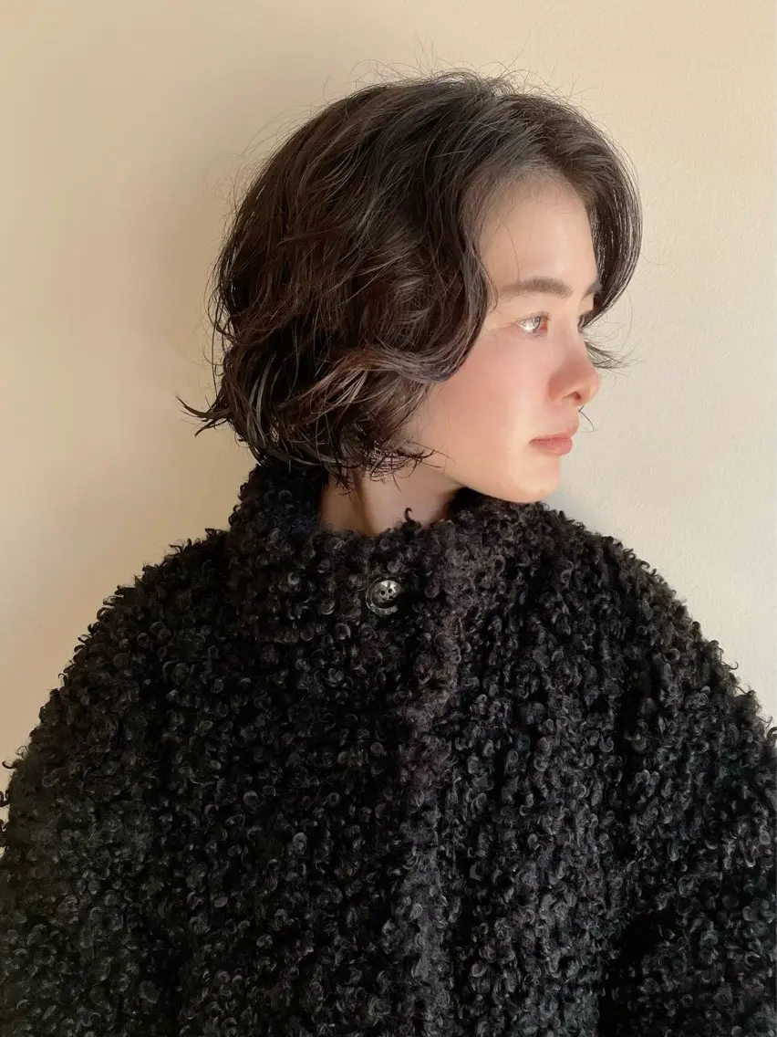 ショート パーマ ボブ ニュアンスパーマ カット パーマ 川間 将彦のヘアスタイル
