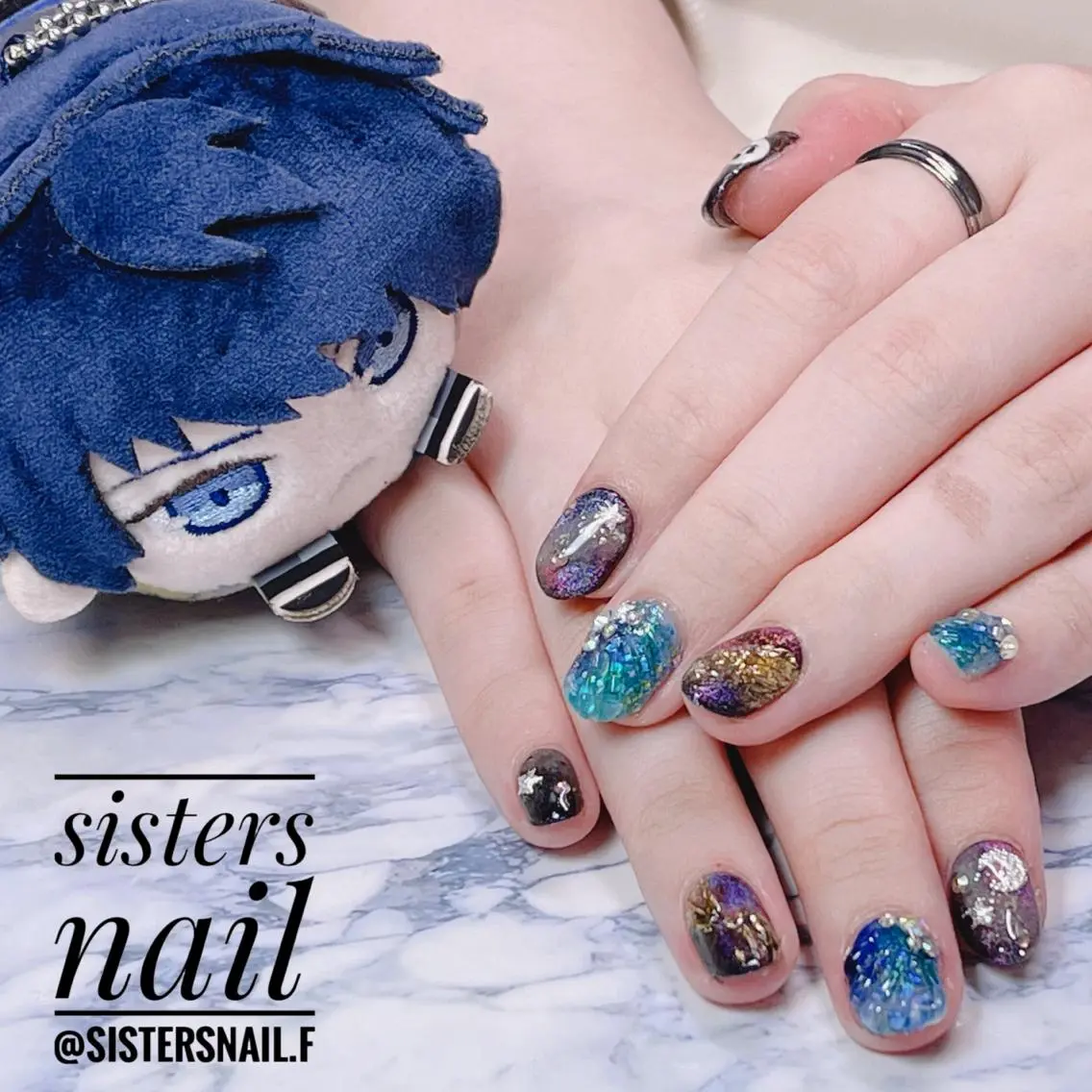 ネイル アートネイル ジェルネイル ハロウィン マグネットネイル 冬ネイル sisters nail.fのネイルデザイン