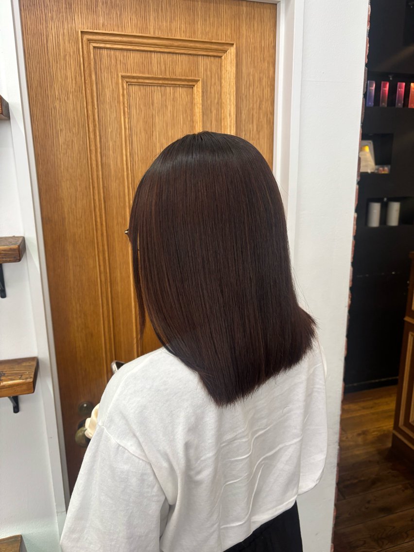 セミロング パーマ くいた あやなのヘアスタイル