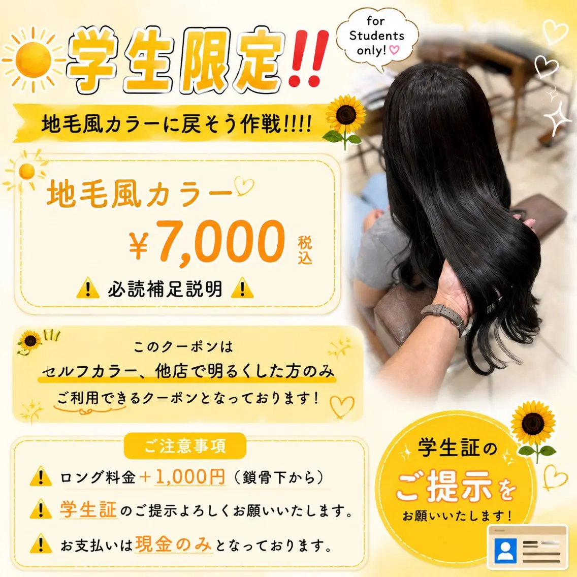 【☀️学生限定‼️地毛風カラーに戻そう作戦!!!!!🌻】ワンカラー⚠️必読補足説明⚠️の写真