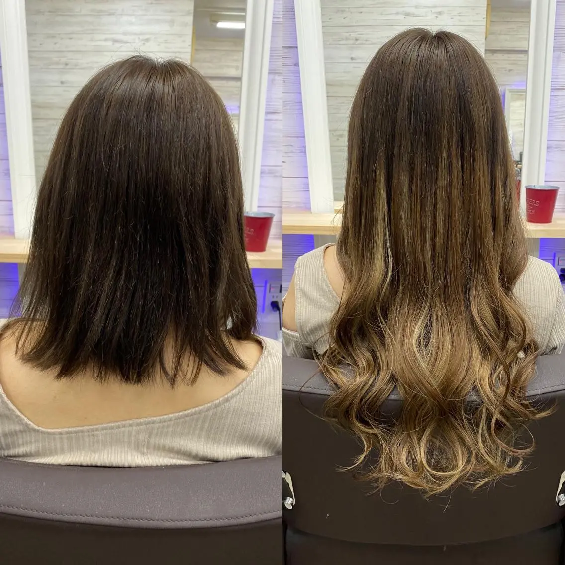 セミロング カラー ヘアアレンジ ショートボブ 編み込みエクステ シールエクステ セミロングパーマ バレイヤージュ FAAM Tsuneのヘアスタイル